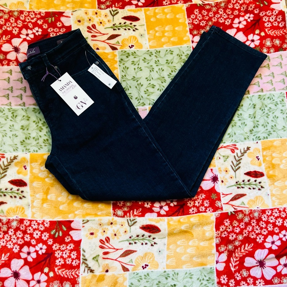❤️NWT Gloria Vanderbilt Amanda Slimming Jeans Size 4S dark blue color - Picture 3 of 4